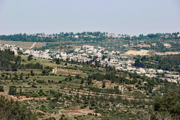Obraz premium hills with villages and woods