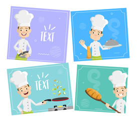 Cartoon Chef various templates Flat Vector Illustration Design