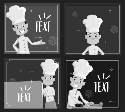 Cartoon Chef templates Flat Vector Illustration Design
