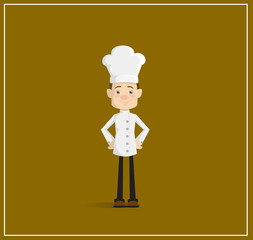 Cartoon Chef standing Flat Vector Illustration Design