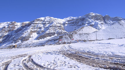 Landscape of mountain snow and winter