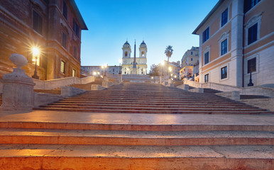 Monumental staircase Spanish Steps and and Trinita dei Monti church