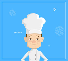 Cartoon Chef smiling Flat Vector Illustration Design