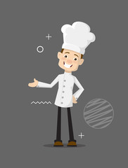 Cartoon Chef cheerful Flat Vector Illustration Design