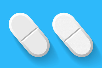 Realistic White Pills and Tablets Isolated on Background