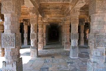 Inner pillars depicting mythological stories, agra-mandapa, Airavatesvara Temple, Darasuram, Tamil Nadu