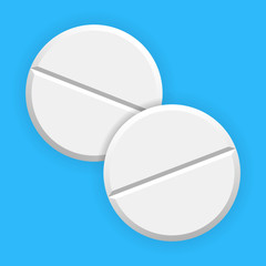 Realistic White Pills and Tablets Isolated on Background