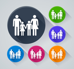 family circle icons with shadow