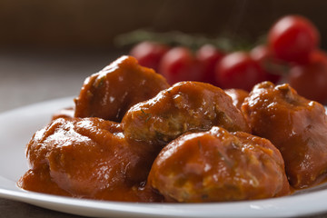 Meatballs with tomato sauce on plate