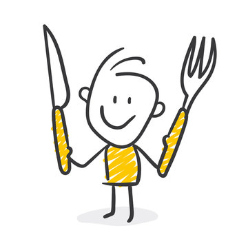 Strichfiguren / Strichm&auml;nnchen: Besteck, Essen. (Nr. 239)