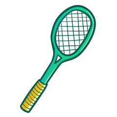 Cute and funny green badminton racket - vector.