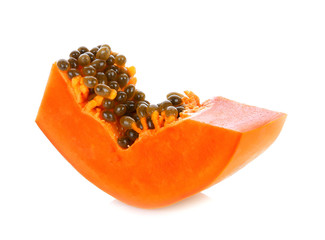 papaya piece on white background