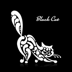 Big graceful cat. Vector illustration