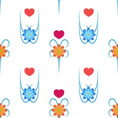 Abstract of flower and heart seamless pattern