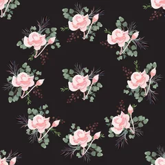 Meubelstickers Floral seamless summer pattern, beautiful flower wreath, vector illustration © glu_51