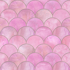 Mermaid fish scale wave japanese seamless pattern © Olga