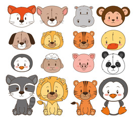 little and cute animals group vector illustration design