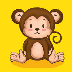 little cute monkey character vector illustration design