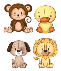 Obraz na płótnie Canvas little and cute animals group vector illustration design