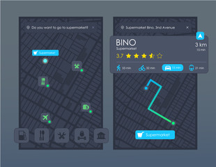 Dashboard theme creative infographic of city map navigation. illustration