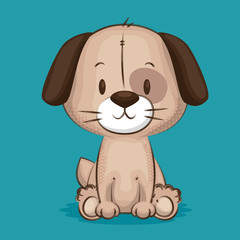 little cute dog character vector illustration design