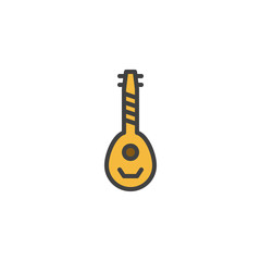 Lute - Oud filled outline icon, line vector sign, linear colorful pictogram isolated on white. Music Instrument symbol, logo illustration. Pixel perfect vector graphics