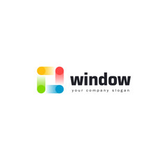 Obraz premium Windows logo design template. The business of manufacturing windows. Design element. 