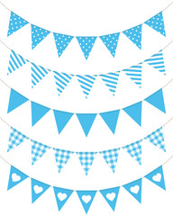 5 Seamless Festoons Curve Different Pattern Blue