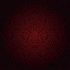 Dark red brown floral wallpaper seamless vector design background in vintage style