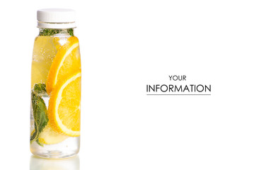 Bottle lemonade lemon orange with mint on a white background isolation