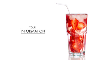 Glass strawberry lemonade pattern on background isolation