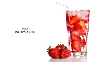 Glass strawberry lemonade pattern on background isolation
