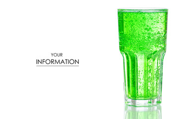 Carbonated water green pattern on white background isolation