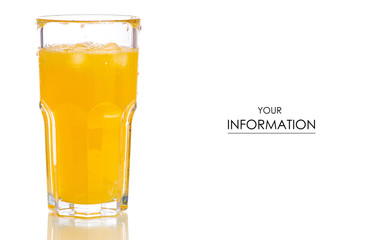 Glass carbonated water orange pattern on white background isolation