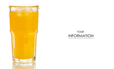 Glass carbonated water orange pattern on white background isolation