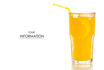 Glass carbonated water orange pattern on white background isolation