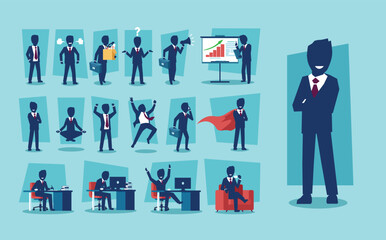 Vector set of businessman character