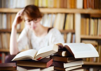 Woman study over books