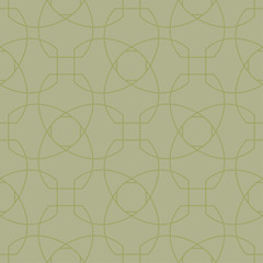 Olive green geometric ornament. Seamless pattern