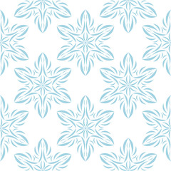 Blue floral seamless pattern on white background