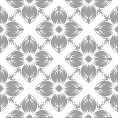 Gray floral seamless design on white background