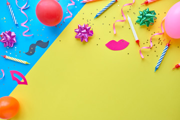yellow background, the concept of party time, an invitation to a birthday or other celebration