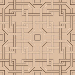 Beige and brown geometric ornament. Seamless pattern