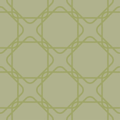 Olive green geometric ornament. Seamless pattern