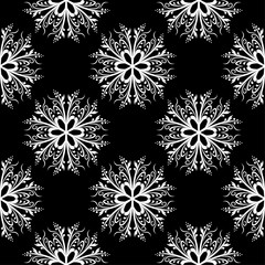 Black and white floral seamless pattern
