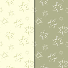 Olive green floral backgrounds. Set of seamless patterns