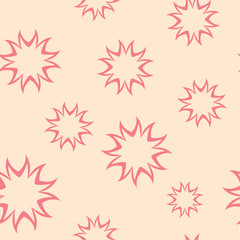 Red floral seamless pattern on beige background