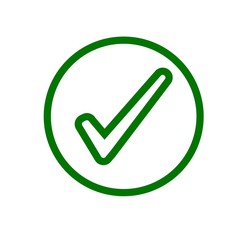 Line icon green check mark isolated on white background. Vector illustration.