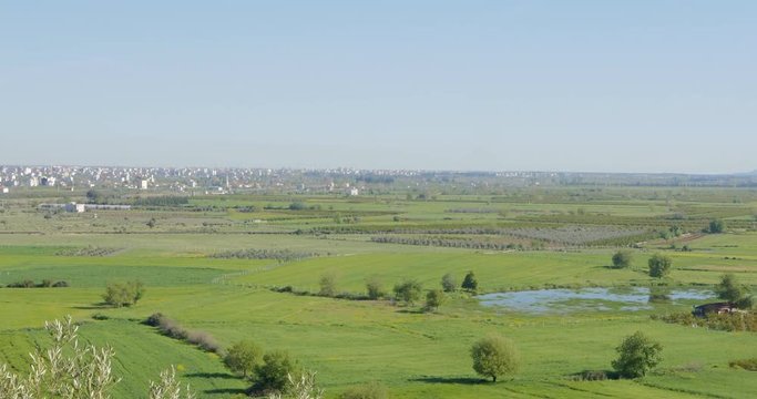 Green field and mountains in the province of Antalya. Turkey