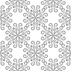 Gray floral seamless pattern on white background